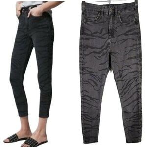 The Kooples Jeans Size 27 Black Zebra Print Lizy Slim Denim